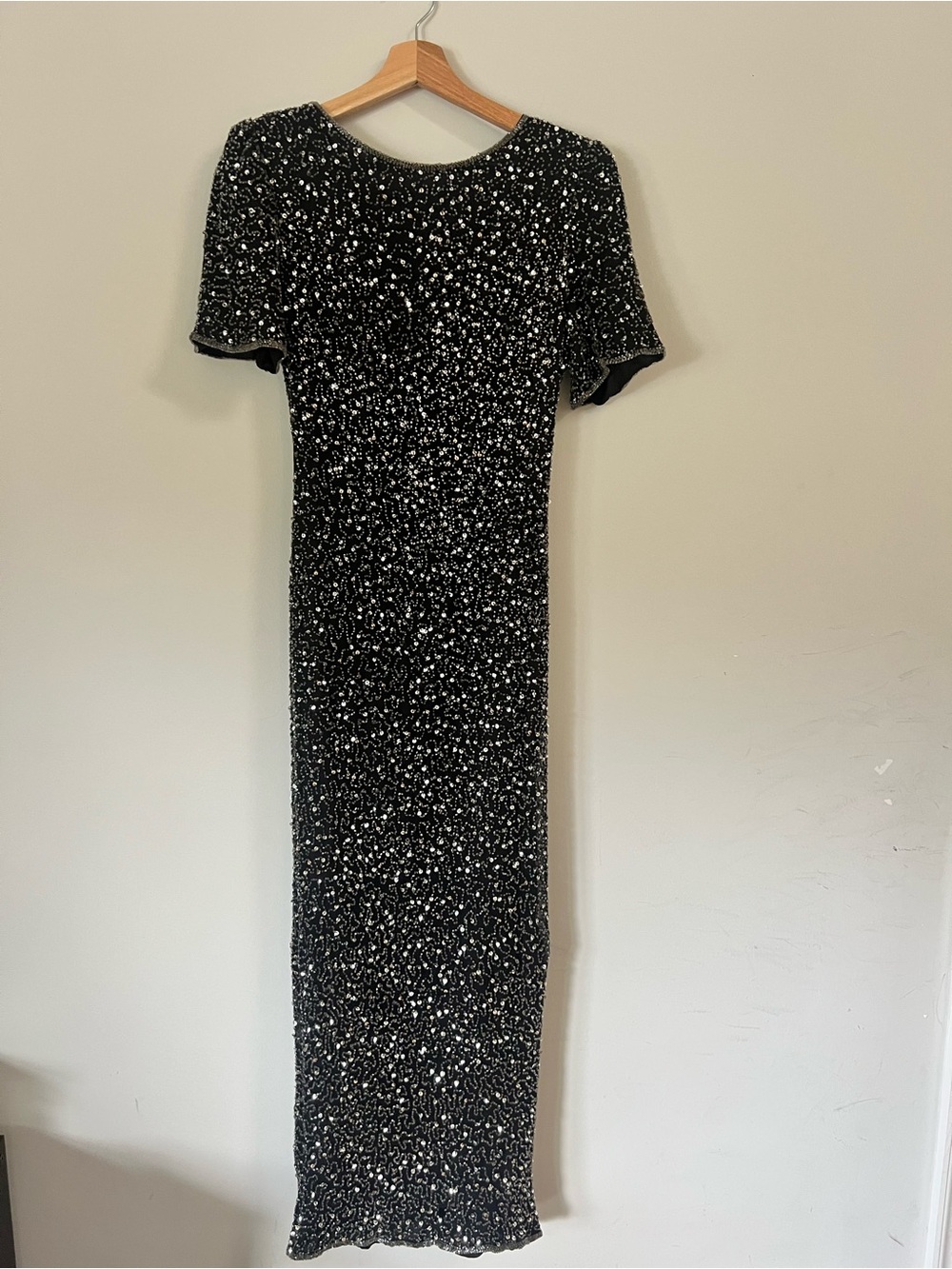 Vintage Black Sequin Maxi Dress